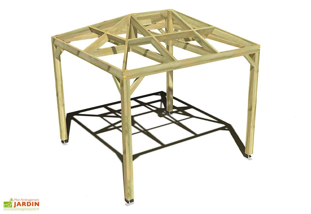 Pergola En Bois Autoportée Traité Autoclave Toit Quatre Pentes - 3 M 1 Pergola En Bois Autoportée Traité Autoclave Toit Quatre Pentes - 3 M