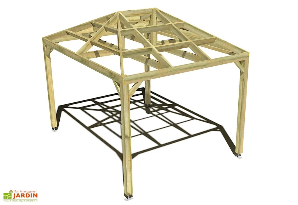 Pergola En Bois Autoportée Traité Autoclave Toit Quatre Pentes - 3 M 2 Pergola En Bois Autoportée Traité Autoclave Toit Quatre Pentes - 3 M – Image 2
