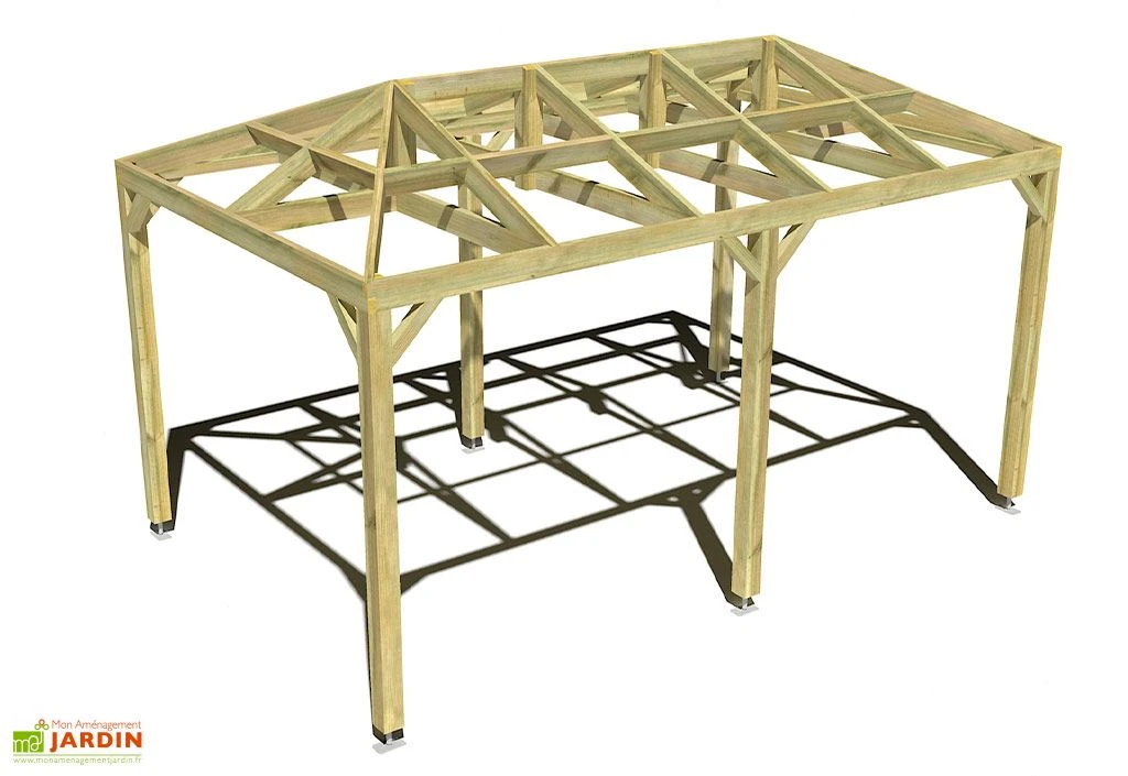 Pergola En Bois Autoportée Traité Autoclave Toit Quatre Pentes - 5 M 1 Pergola En Bois Autoportée Traité Autoclave Toit Quatre Pentes - 5 M