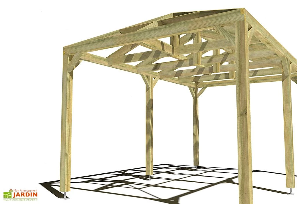 Pergola En Bois Autoportée Traité Autoclave Toit Quatre Pentes - 5 M 2 Pergola En Bois Autoportée Traité Autoclave Toit Quatre Pentes - 5 M – Image 2