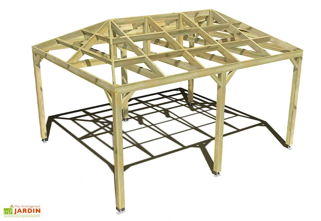 Pergola En Bois Autoportée Traité Autoclave Toit Quatre Pentes - 5 M 3 Pergola En Bois Autoportée Traité Autoclave Toit Quatre Pentes - 5 M – Image 3