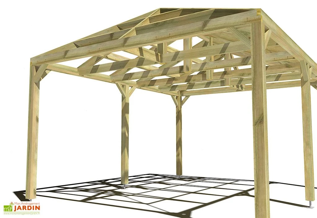 Pergola En Bois Autoportée Traité Autoclave Toit Quatre Pentes - 5 M 4 Pergola En Bois Autoportée Traité Autoclave Toit Quatre Pentes - 5 M – Image 4