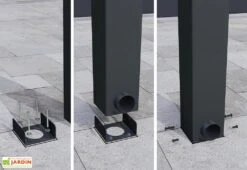 Pergola Adossée Aluminium Gris Et Polycarbonate - Stockholm 3,4 M + Stores -Nesling Boutique ancrage pergola alu polycarbonate stockholm palram