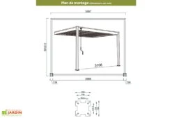 Pergola Bioclimatique Ombréa En Aluminium 3 X 4 M Adossée - Blanche -Nesling Boutique dimensions pergola bioclimatique adossee 3x4m aluminium ombrea 1