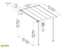 Pergola Adossée En Aluminium Et Polycarbonate 224 Cm – Sierra -Nesling Boutique dimensions pergola sierra 2x2 canopia palram