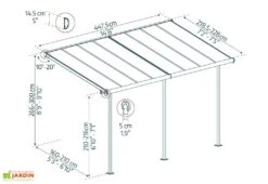 Pergola Adossée En Aluminium Et Polycarbonate 224 Cm – Sierra -Nesling Boutique dimensions pergola sierra 2x5 canopia palram
