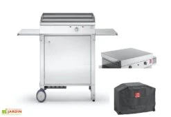 Plancha électrique En Inox Avec Couvercle Amovible + Chariot Fermé Et Housse De Protection