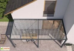 Pergola Bioclimatique Ombréa En Aluminium 3 X 6 M Adossée - Anthracite -Nesling Boutique lames blanches pergola bioclimatique adossee 3x6m ombrea 15 729339