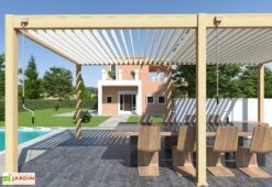 Pergola Bioclimatique Ombréa En Aluminium 3 X 6 M Autoportée - Imitation Bois -Nesling Boutique manivelle pergola bioclimatique 3x6m ombrea 15 712324