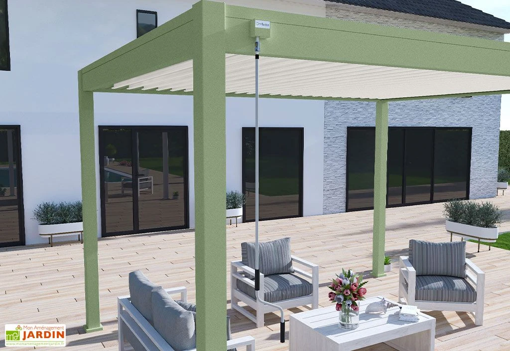 Pergola Bioclimatique Ombréa En Aluminium 3 X 4 M Autoportée - Vert Jade 6 Pergola Bioclimatique Ombréa En Aluminium 3 X 4 M Autoportée - Vert Jade – Image 6