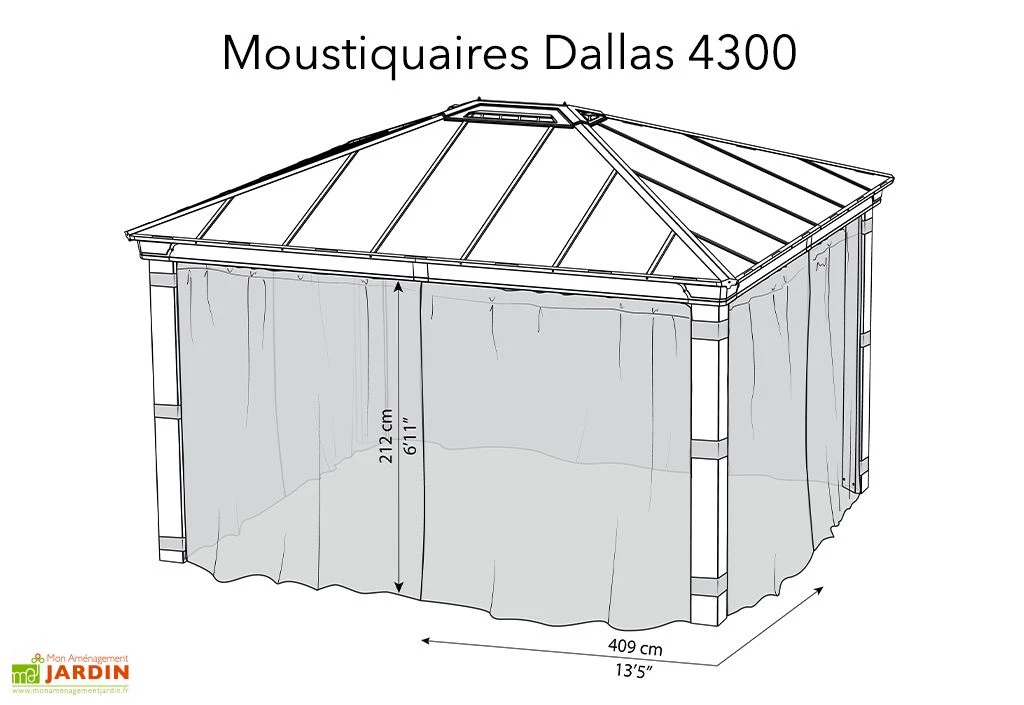 Moustiquaires En Polyester Pour Pergola Dallas Palram – Lot De 4 6 Moustiquaires En Polyester Pour Pergola Dallas Palram – Lot De 4 – Image 6