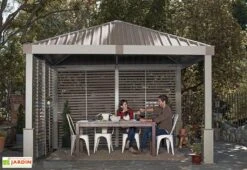Pergola Autoportée En Aluminium Avec Brise-vues En Lames 13 M² – Nanda