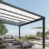 Pergola Adossée Aluminium Gris Et Polycarbonate - Stockholm 3,4 M + Stores