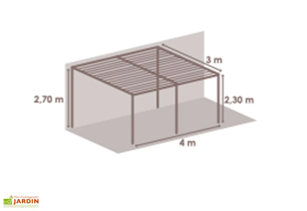 Pergola Bioclimatique Adossée En Aluminium 3 X 4 M - Brisbane 2 Pergola Bioclimatique Adossée En Aluminium 3 X 4 M - Brisbane – Image 2