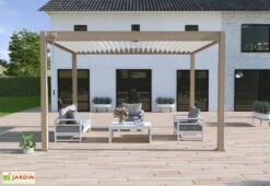 Pergola Bioclimatique Ombréa En Aluminium 3 X 4 M Autoportée - Imitation Bois