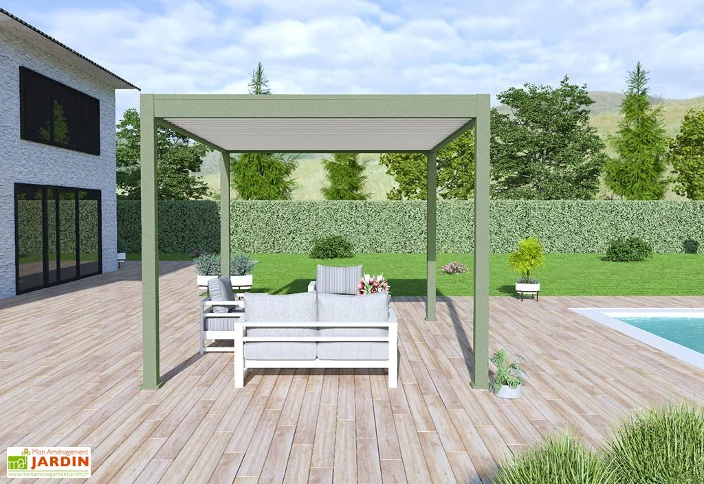 Pergola Bioclimatique Ombréa En Aluminium 3 X 4 M Autoportée - Vert Jade 2 Pergola Bioclimatique Ombréa En Aluminium 3 X 4 M Autoportée - Vert Jade – Image 2
