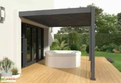 Pergola Bioclimatique Ombréa En Aluminium 3 X 4 M Adossée - Anthracite