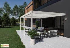 Pergola Bioclimatique Ombréa En Aluminium 4 X 6 M Adossée - Blanche