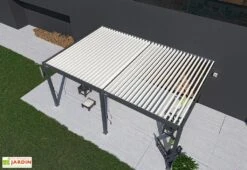 Pergola Bioclimatique Ombréa En Aluminium 4 X 6 M Adossée - Anthracite -Nesling Boutique pergola bioclimatique adossee 4x6 aluminium anthracite ombrea 15 729520 toiture blanche