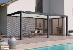 Pergola Bioclimatique Ombréa En Aluminium 3 X 6 M Adossée - Anthracite