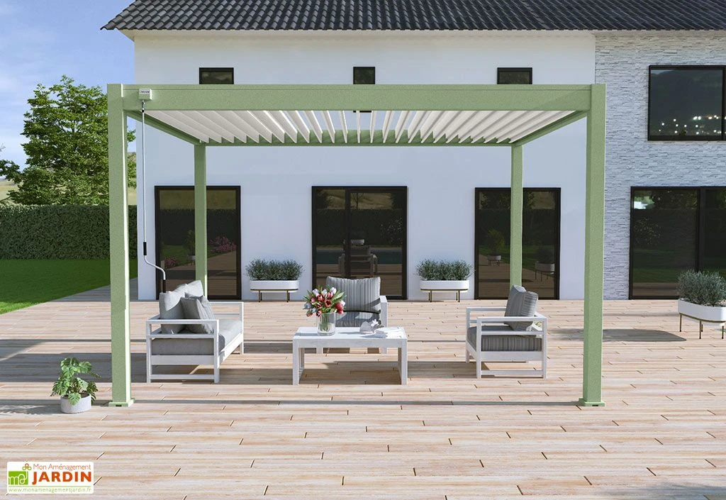 Pergola Bioclimatique Ombréa En Aluminium 3 X 4 M Autoportée - Vert Jade 1 Pergola Bioclimatique Ombréa En Aluminium 3 X 4 M Autoportée - Vert Jade