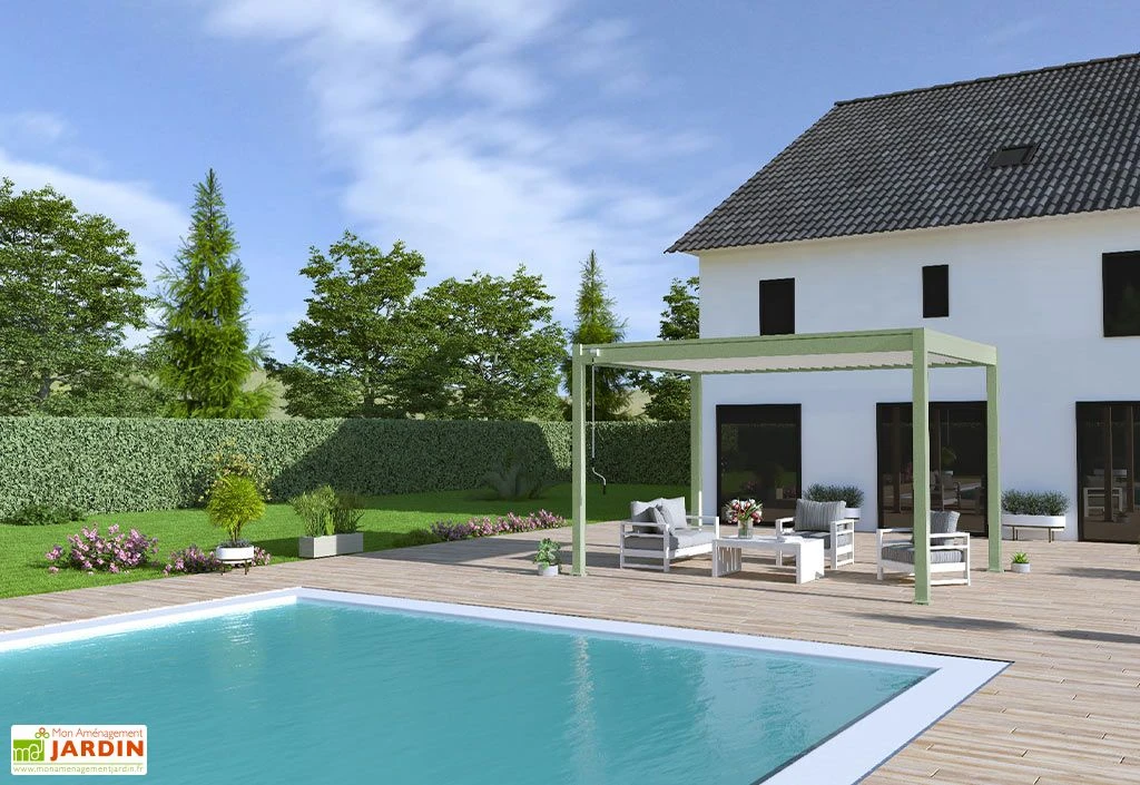 Pergola Bioclimatique Ombréa En Aluminium 3 X 4 M Autoportée - Vert Jade 5 Pergola Bioclimatique Ombréa En Aluminium 3 X 4 M Autoportée - Vert Jade – Image 5