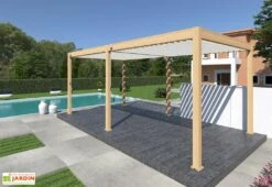 Pergola Bioclimatique Ombréa En Aluminium 3 X 6 M Autoportée - Imitation Bois -Nesling Boutique pergola bioclimatique effet bois 3x6m ombrea 15 712324