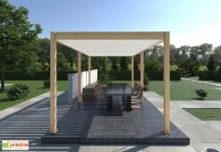 Pergola Bioclimatique Ombréa En Aluminium 3 X 6 M Autoportée - Imitation Bois -Nesling Boutique pergola bioclimatique imitation bois 3x6m ombrea 15 712324