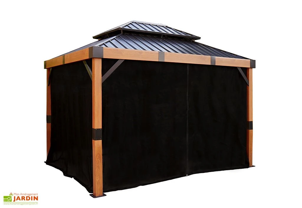 Rideaux En Polyester Noir Pour Pergola Fontana Sojag 10 M² 2 Rideaux En Polyester Noir Pour Pergola Fontana Sojag 10 M² – Image 2