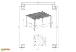 Pergola Bioclimatique En Aluminium Effet Bois Ombréa - 12 M² -Nesling Boutique schema dimensions pergola bioclimatique ombrea