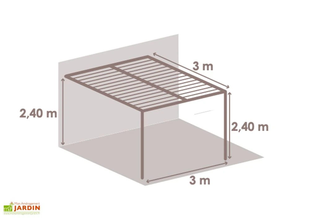 Pergola Bioclimatique Adossée En Aluminium 3 X 3 M – Miami 2 Pergola Bioclimatique Adossée En Aluminium 3 X 3 M – Miami – Image 2