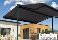 Store Banne Double Pente Avec Coffre – Enargite 4 X 6 M Motorisé -Nesling Boutique store double pente alu anthracite toile graphite 1