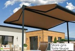 Store Banne Double Pente Avec Coffre – Enargite 4 X 6 M Motorisé -Nesling Boutique store double pente alu anthracite toile taupe 1