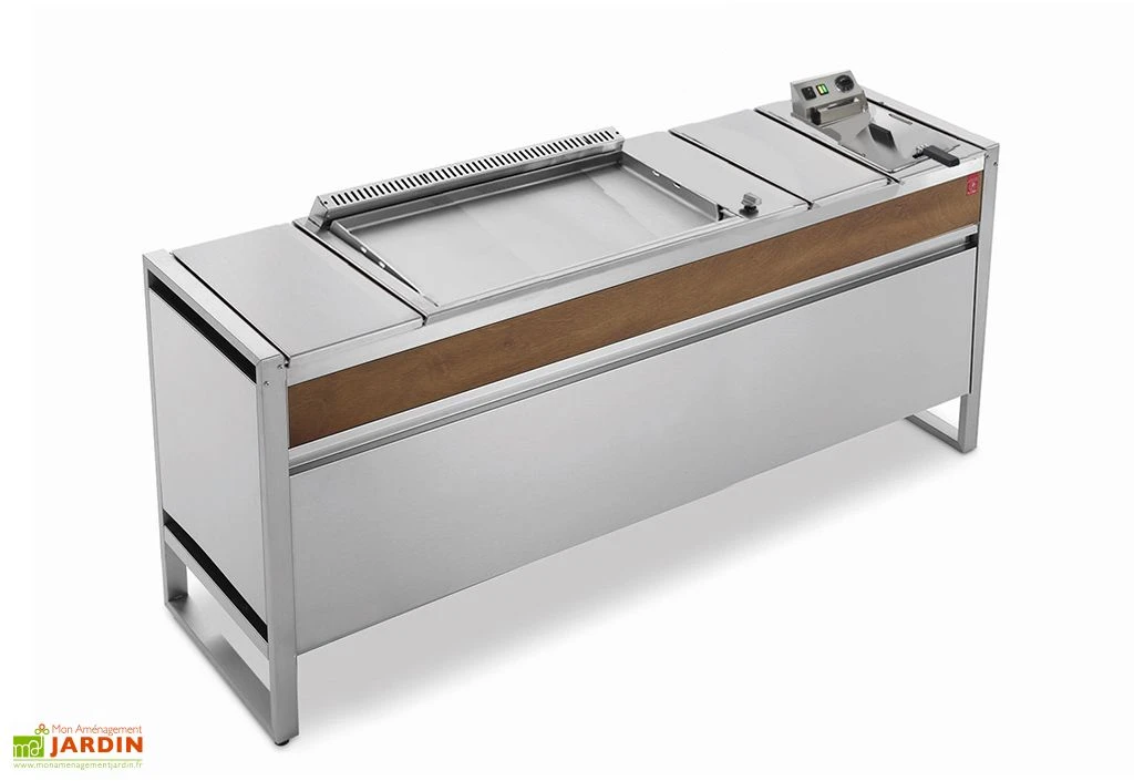 Table De Cuisson Avec Plancha à Gaz En Inox Et Friteuse Oasi 205C 1 Table De Cuisson Avec Plancha à Gaz En Inox Et Friteuse Oasi 205C