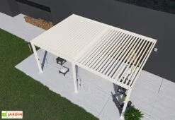 Pergola Bioclimatique Ombréa En Aluminium 4 X 6 M Adossée - Blanche -Nesling Boutique toiture pergola bioclimatique adossee 4x6 ombrea 15 729445