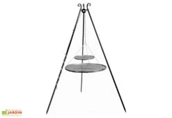 Trépied 180 Cm Et 2 Grilles De Cuisson Ronde Acier Brut Pour Braséro